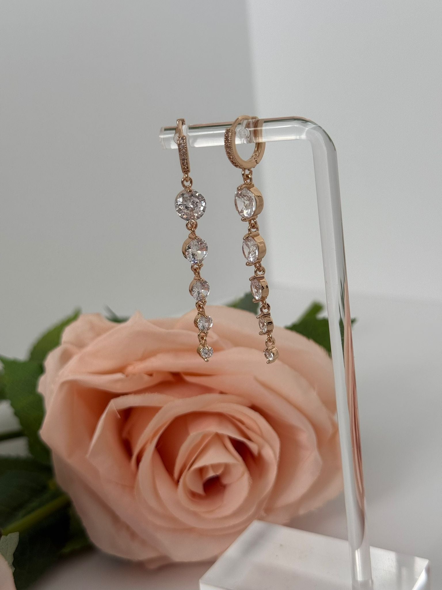 Gold Multi Crystal Drop Earrings