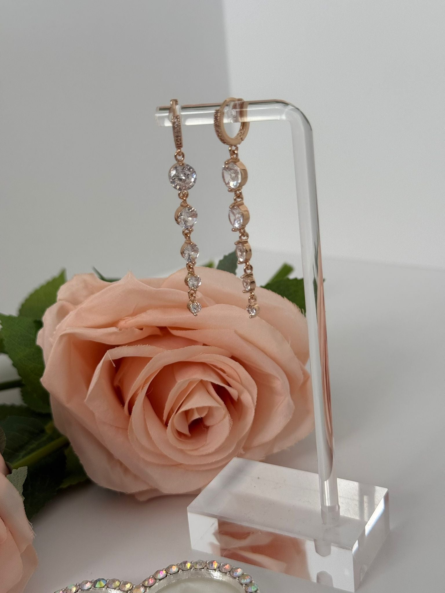 Gold Multi Crystal Drop Earrings