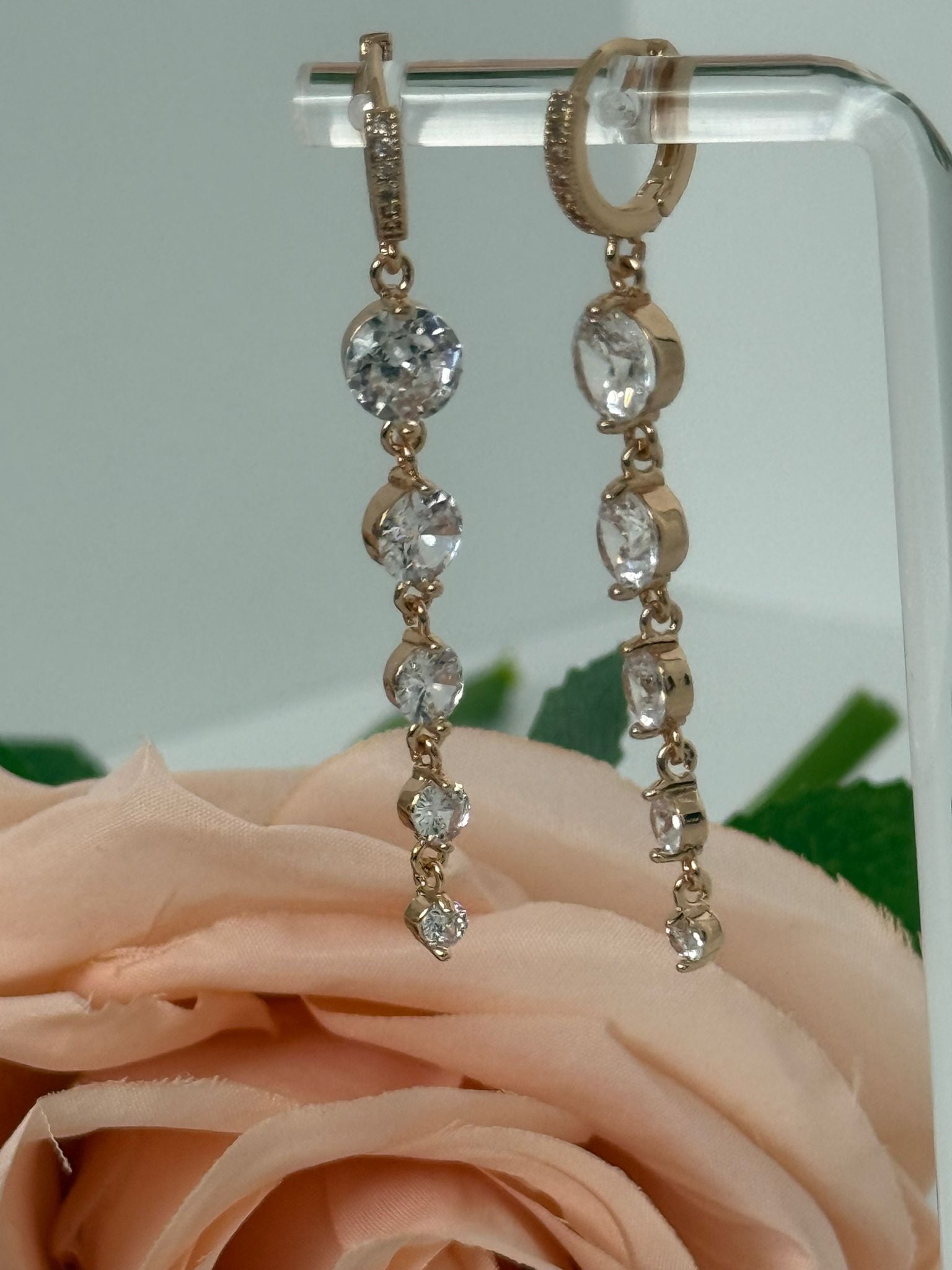 Gold Multi Crystal Drop Earrings