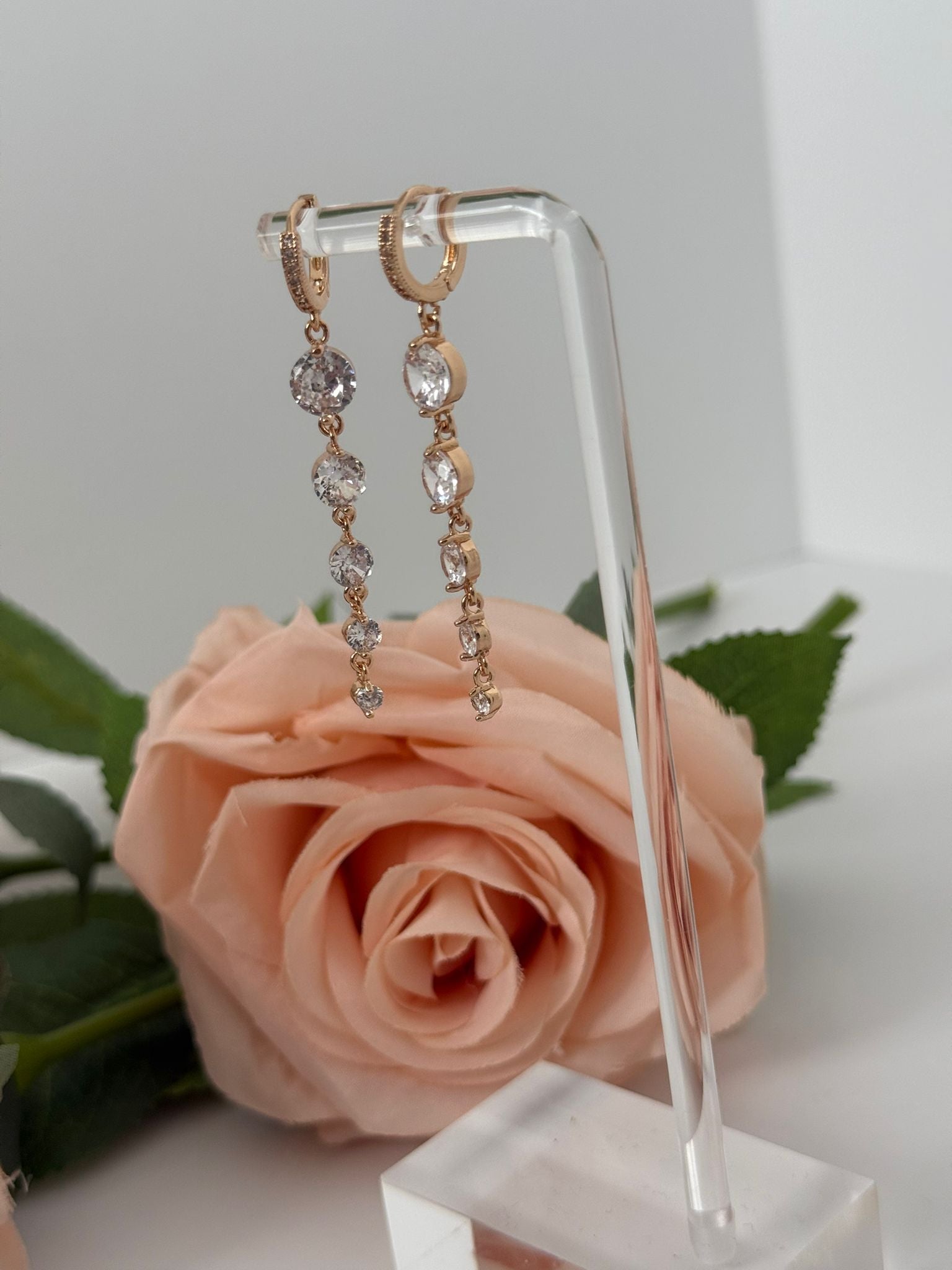 Gold Multi Crystal Drop Earrings