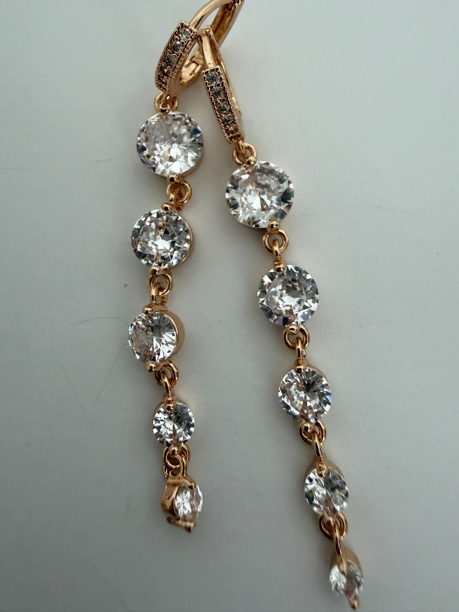 Gold Multi Crystal Drop Earrings