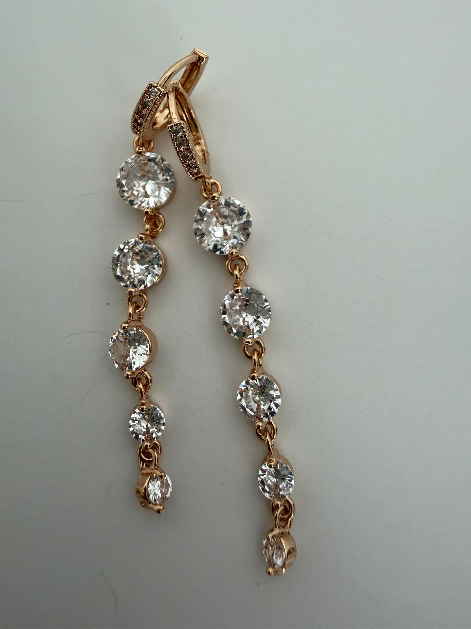 Gold Multi Crystal Drop Earrings