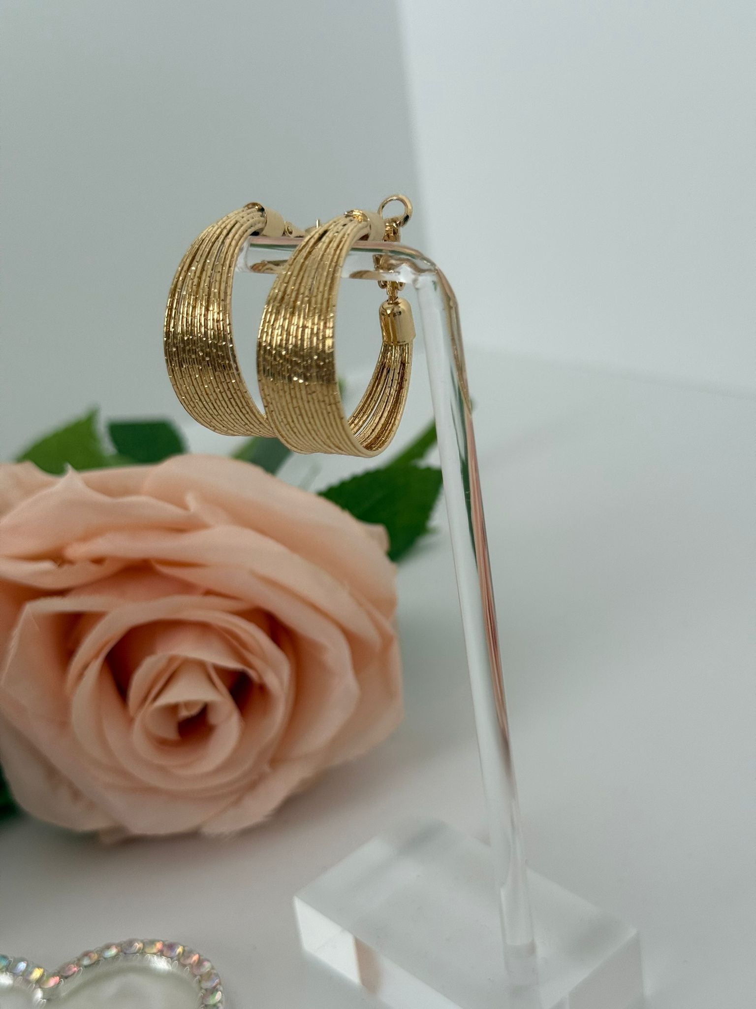 Gold Textured Hoop Earrings