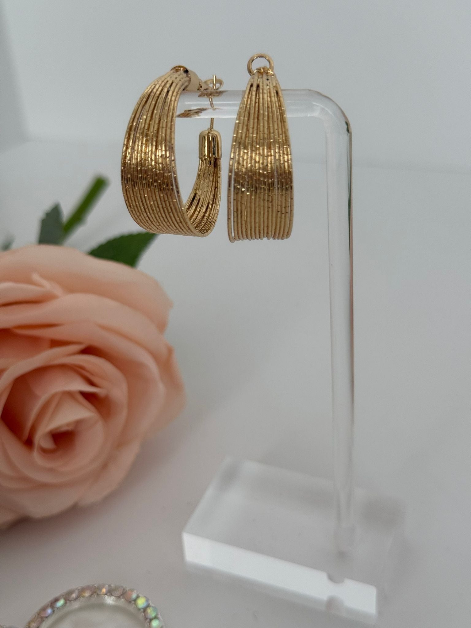 Gold Textured Hoop Earrings