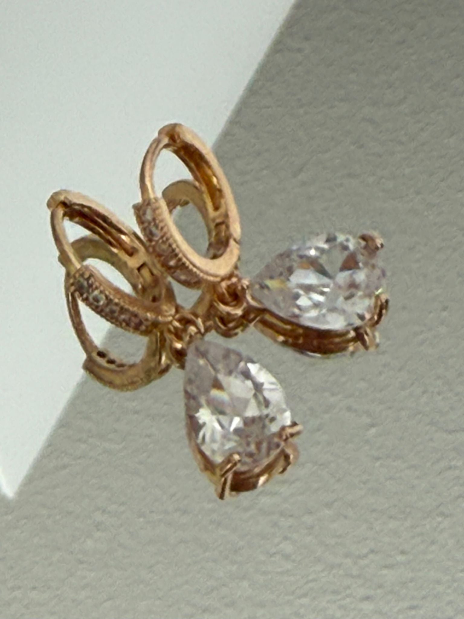 Gold Pavé Hoop Teardrop Crystal Earrings
