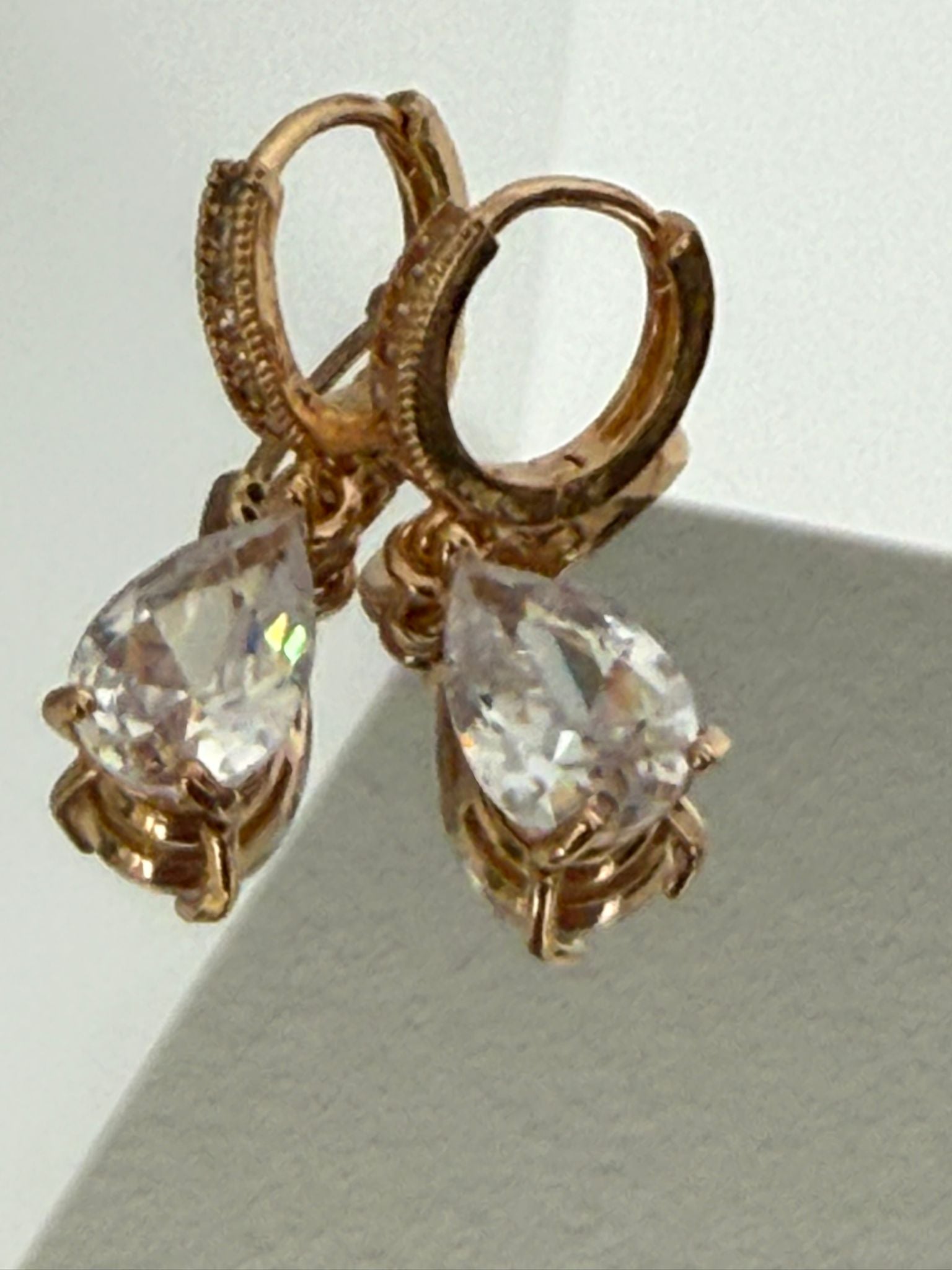 Gold Pavé Hoop Teardrop Crystal Earrings