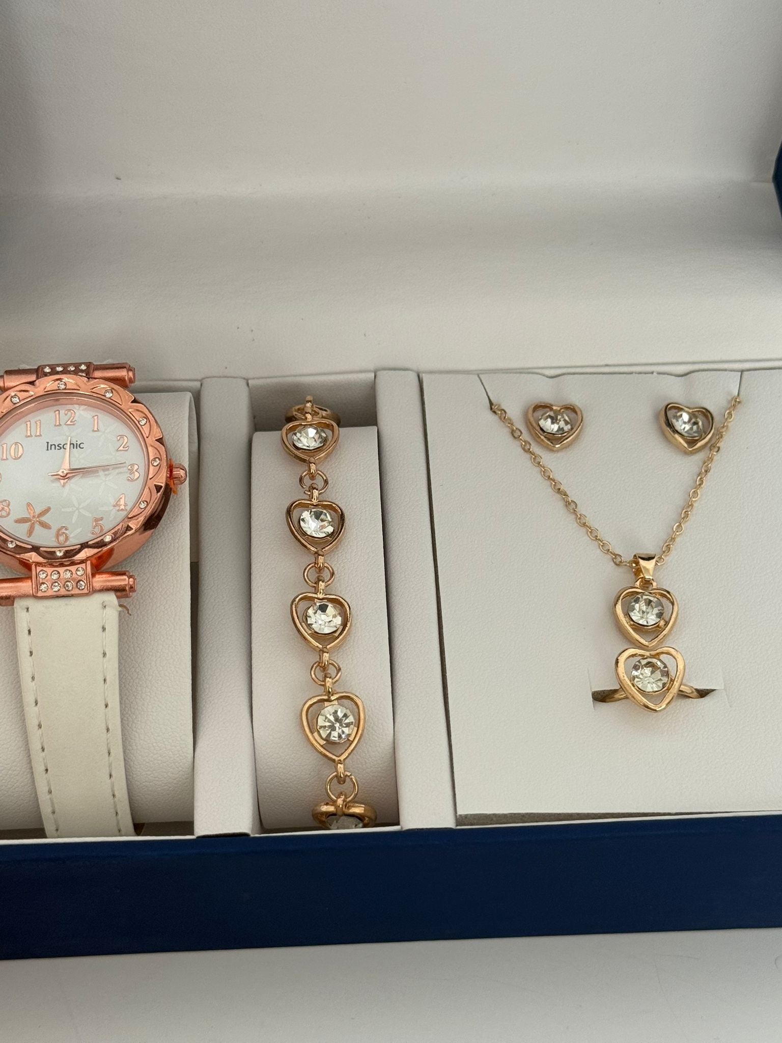 Romantic Heart Watch & Jewelry Gift Set (4-Piece Bundle)