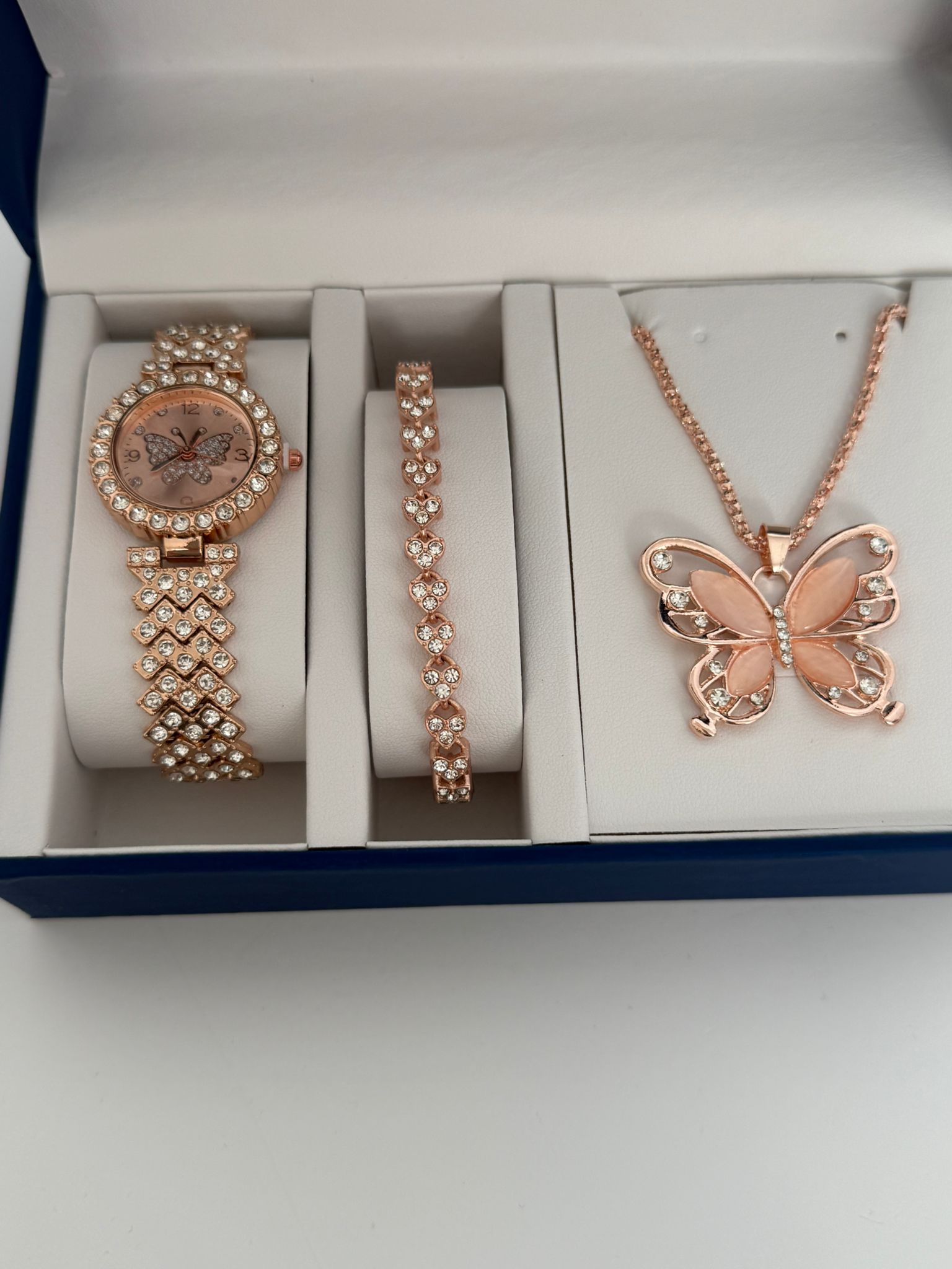 Rose Gold Butterfly Watch & Jewelry Set (Elegant Gift Set)