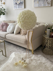 Elegant Ivory Rose Ball Topiary – Wedding & Home Floral Centerpiece