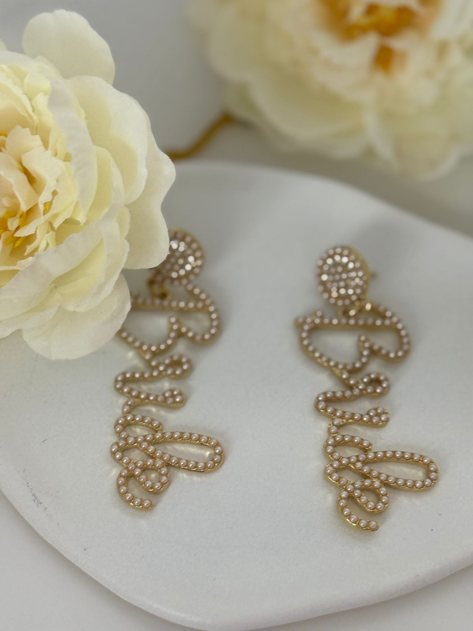 Golden Rhinestone “Bride” Statement Earrings