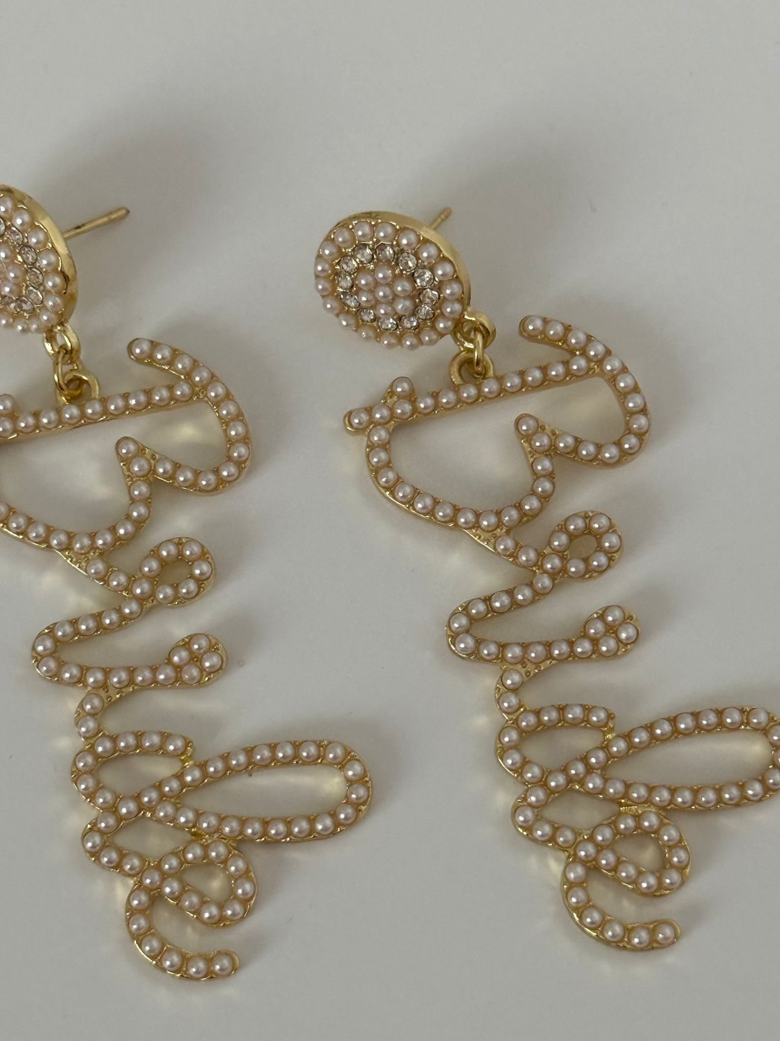 Golden Rhinestone “Bride” Statement Earrings