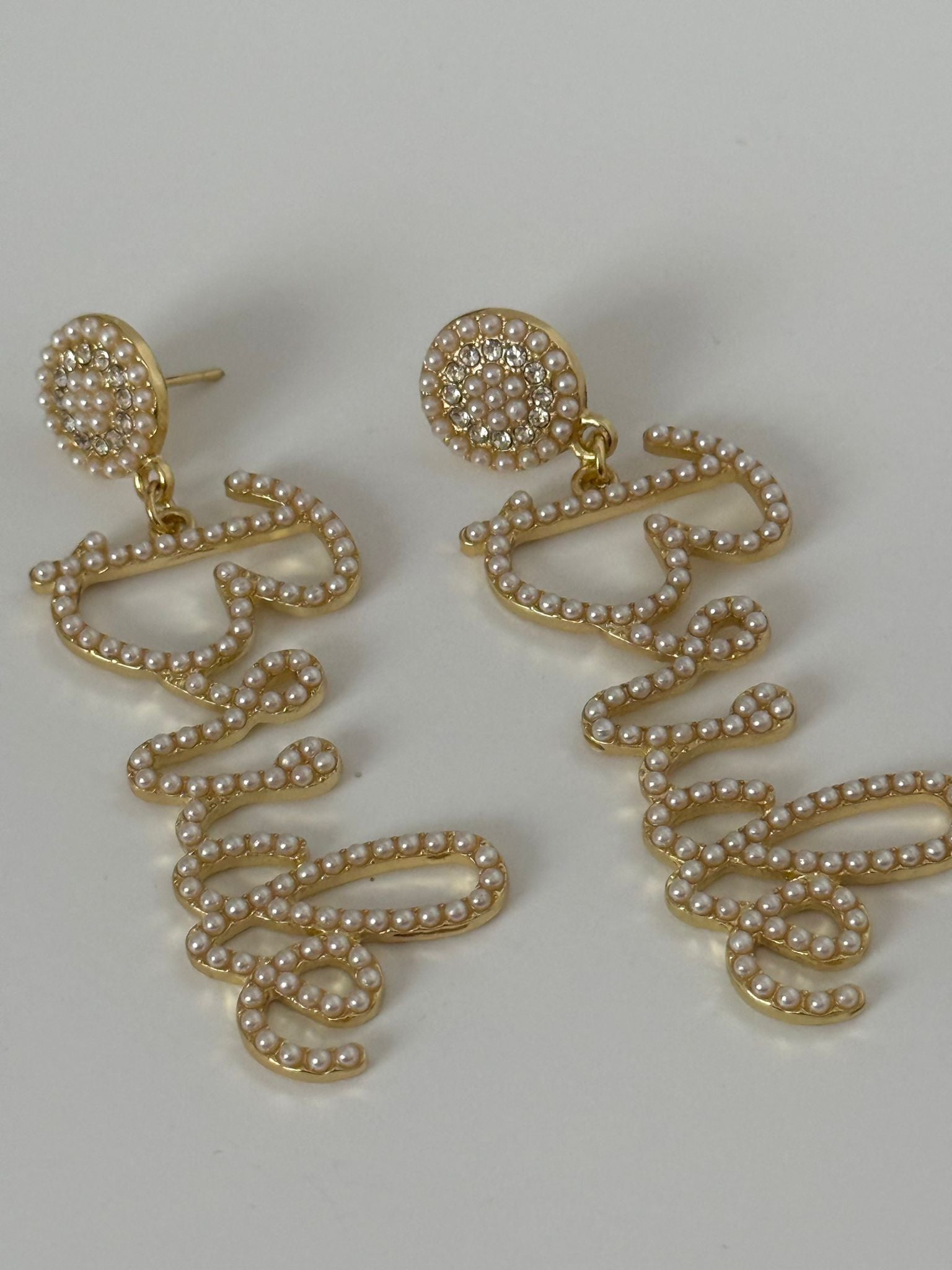 Golden Rhinestone “Bride” Statement Earrings