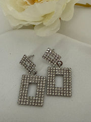Crystal Square Drop Earrings – Bold Geometric Glam
