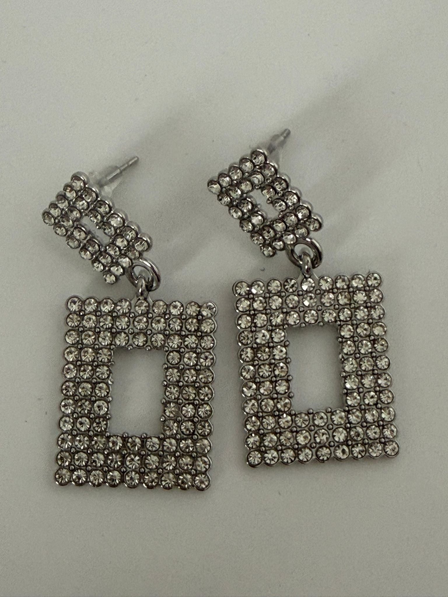 Crystal Square Drop Earrings – Bold Geometric Glam