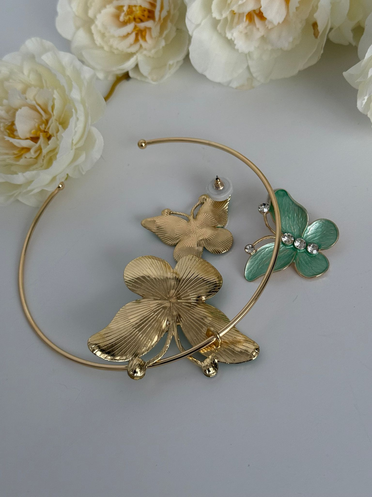 Green Floral Jewelry Set – Elegant & Feminine Statement