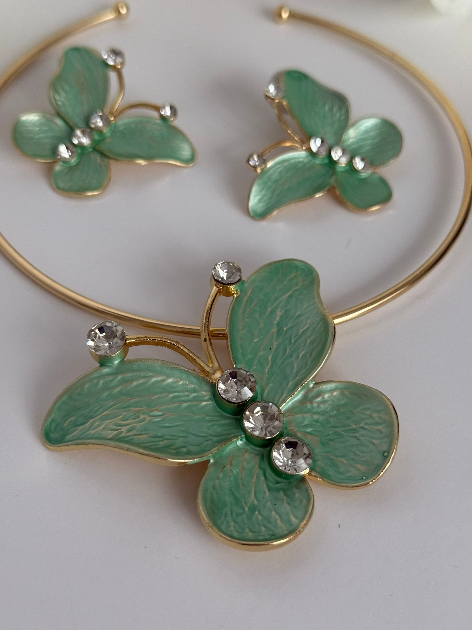 Green Floral Jewelry Set – Elegant & Feminine Statement