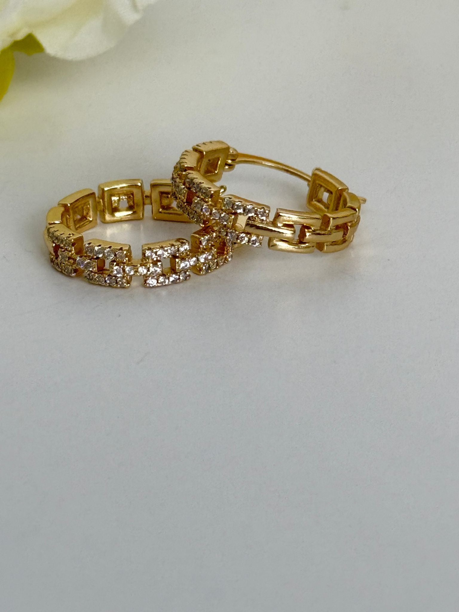 18K Gold Plated Crystal Hoop Earrings