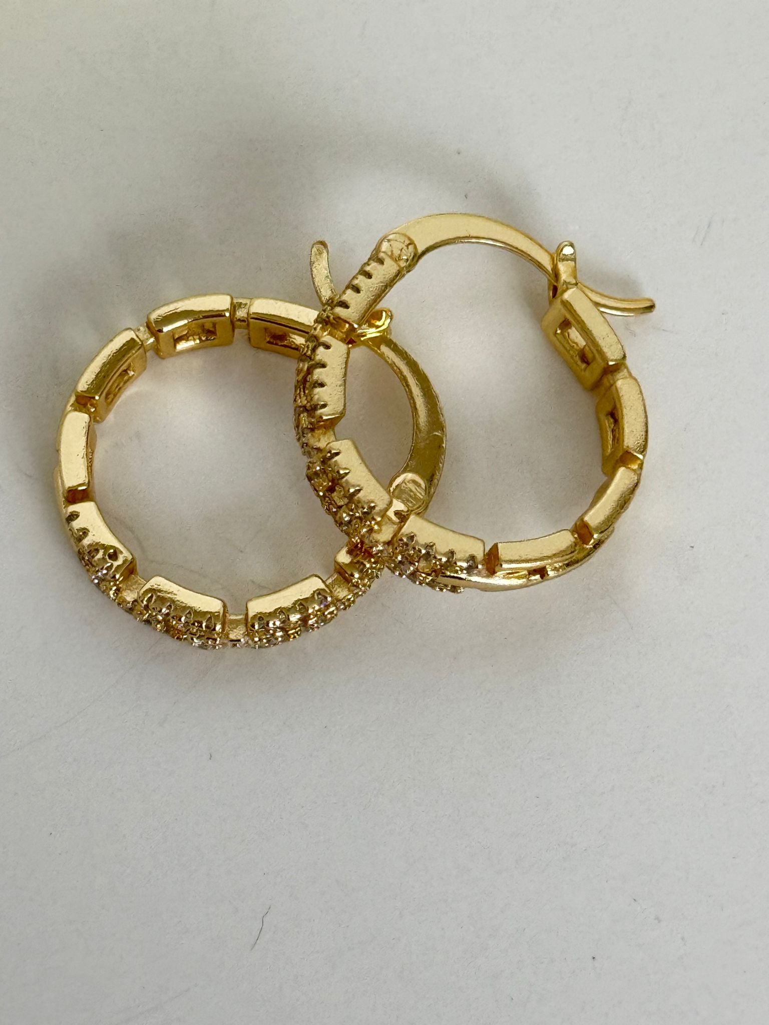 18K Gold Plated Crystal Hoop Earrings