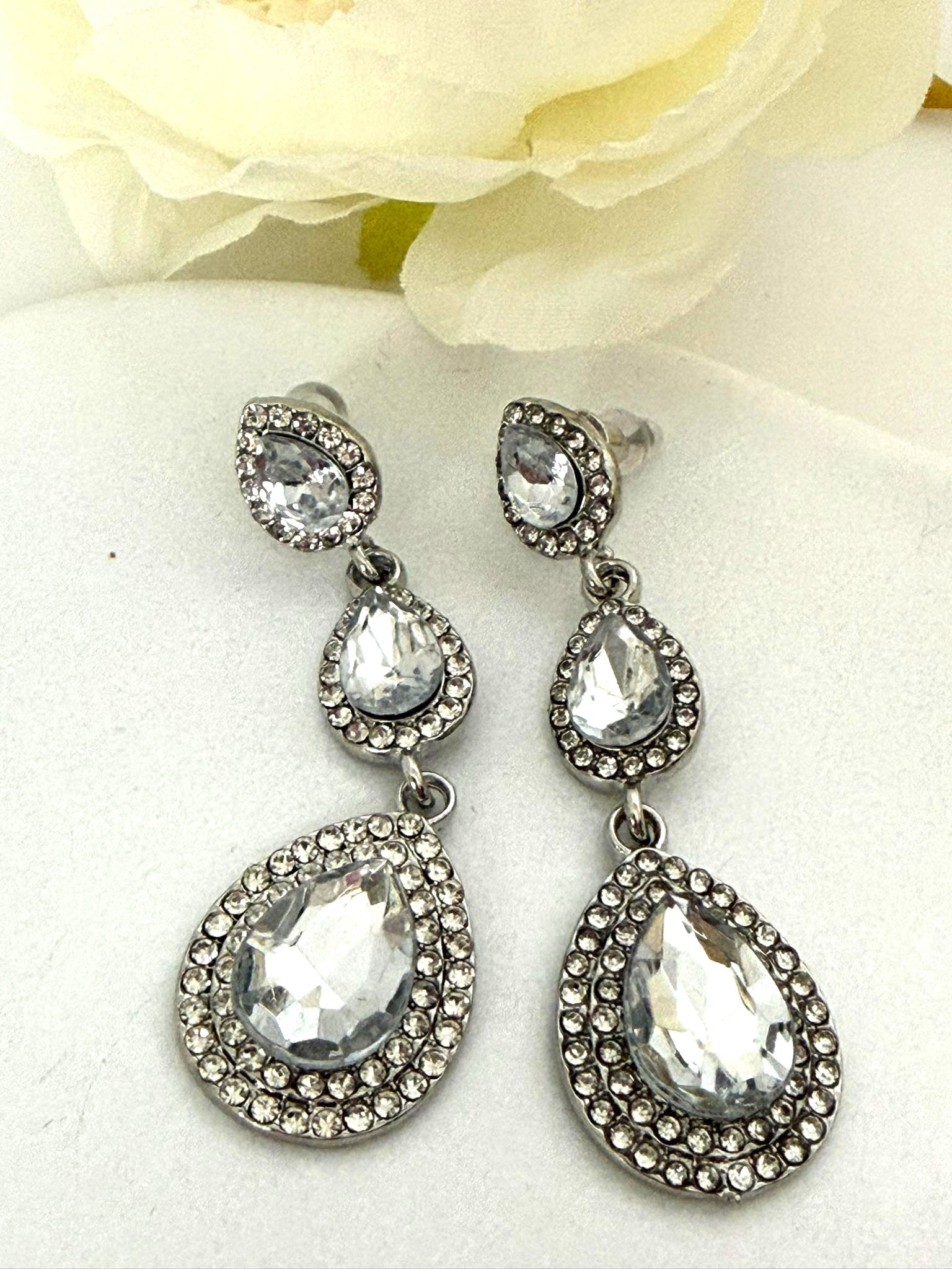 Luxury Triple Teardrop Crystal Earrings