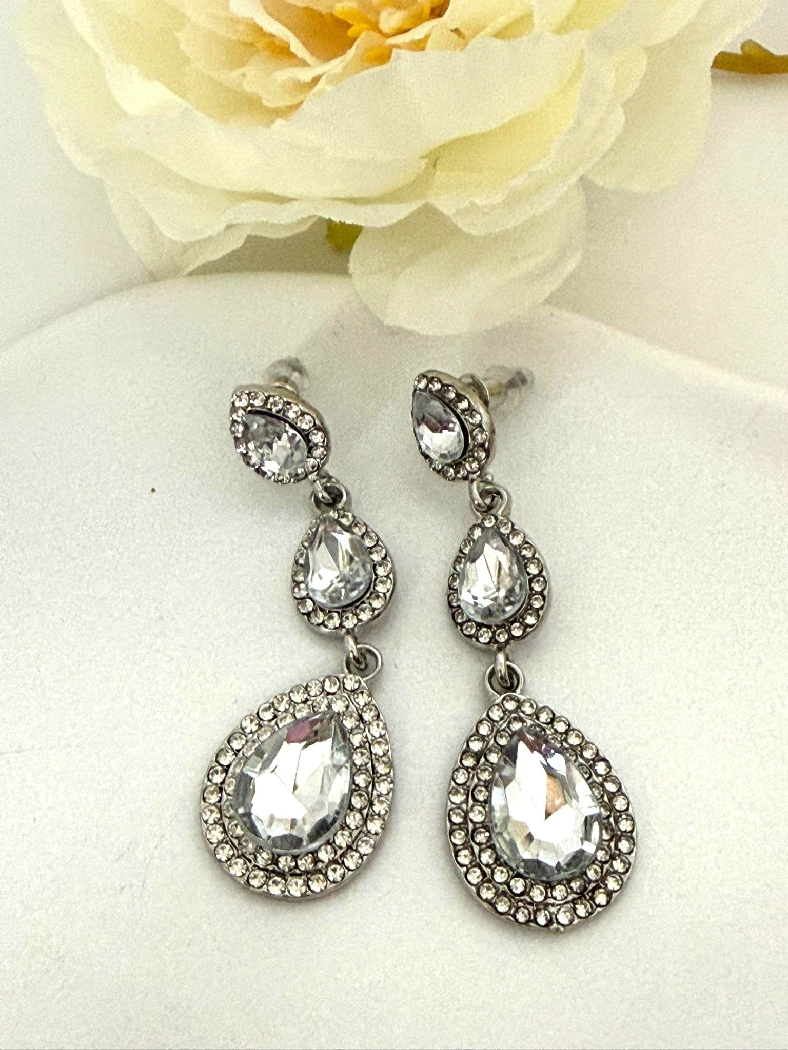 Luxury Triple Teardrop Crystal Earrings