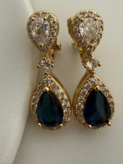 Luxury Sapphire Blue Teardrop Clip-On Earrings