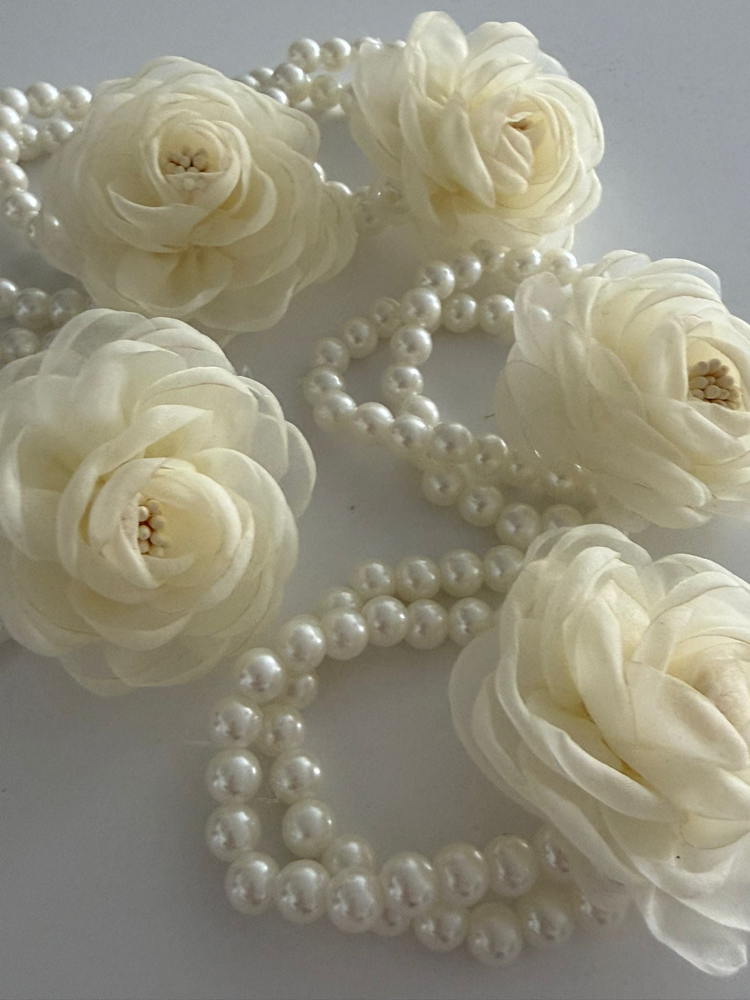 Elegant Ivory Floral Pearl Wrist Corsage Bracelet