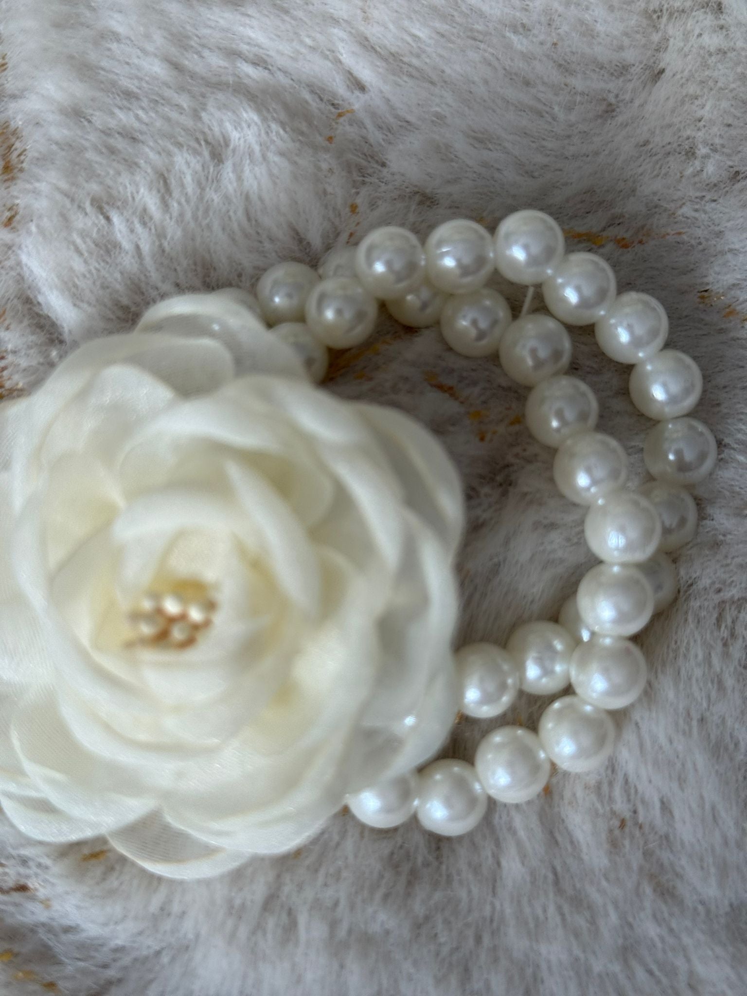 Elegant Ivory Floral Pearl Wrist Corsage Bracelet