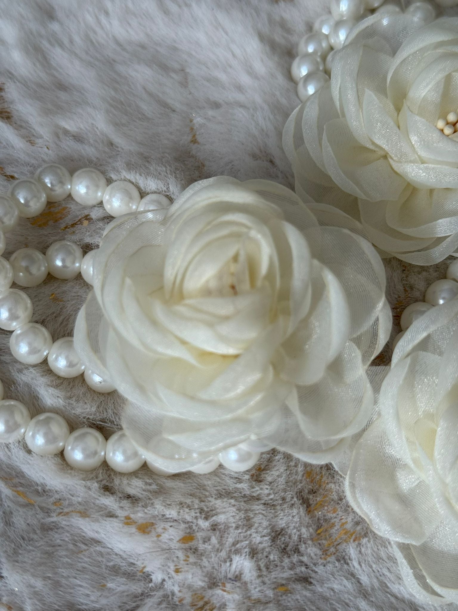 Elegant Ivory Floral Pearl Wrist Corsage Bracelet