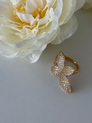 18K Gold Plated Butterfly Crystal Open Ring
