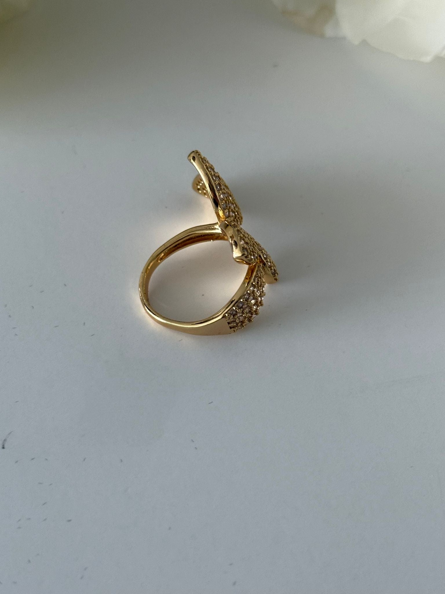 18K Gold Plated Butterfly Crystal Open Ring