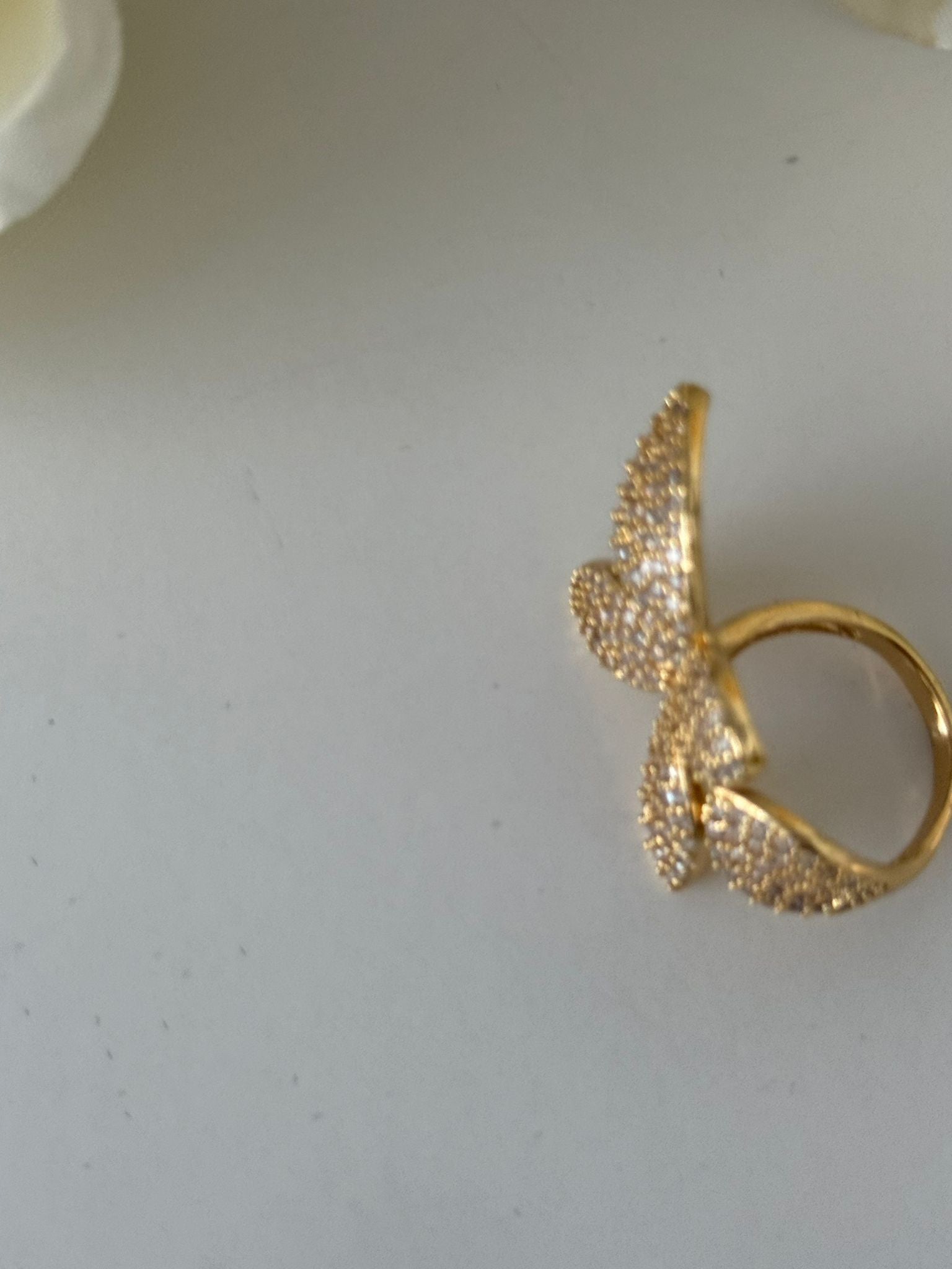 18K Gold Plated Butterfly Crystal Open Ring