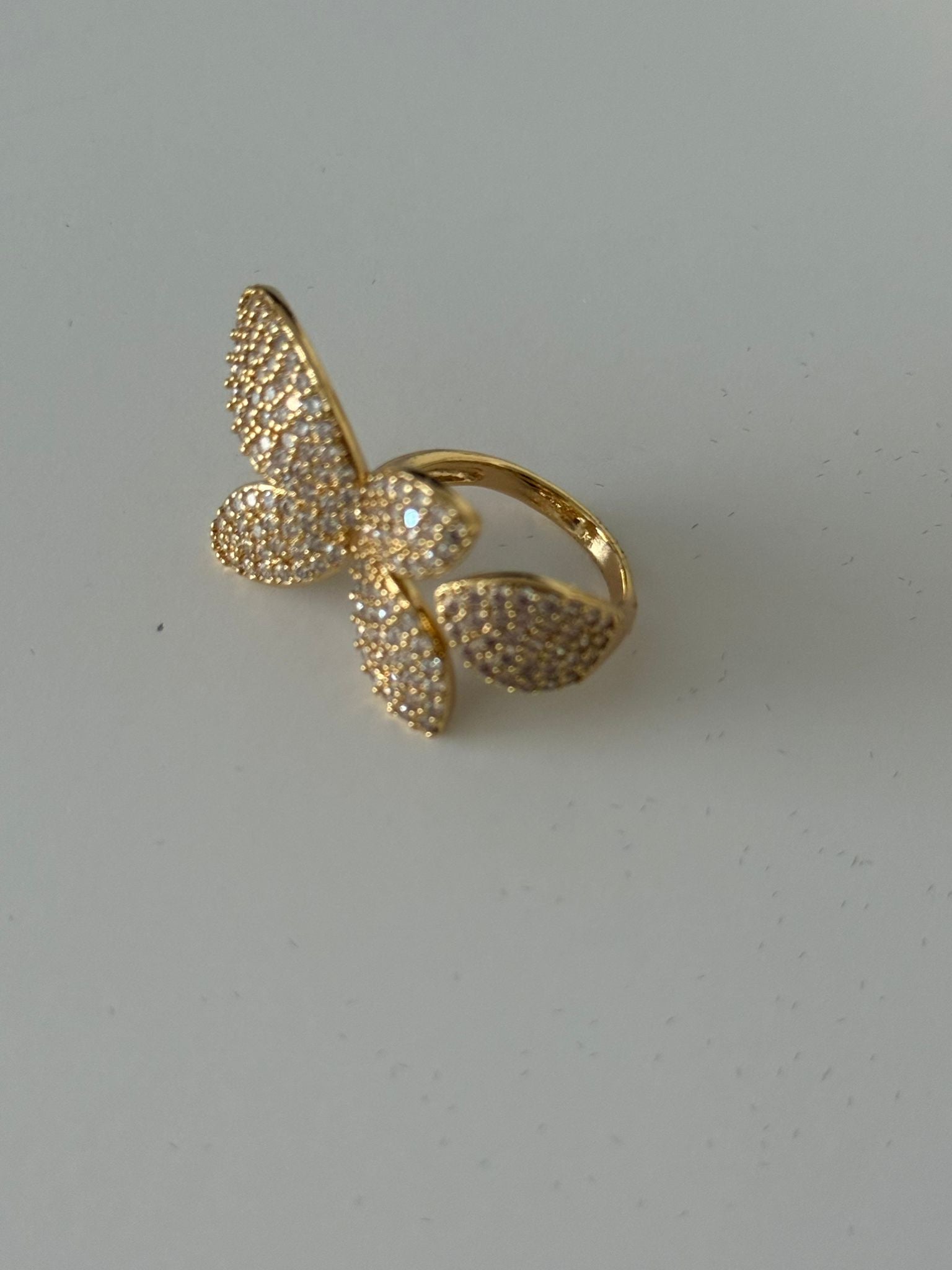 18K Gold Plated Butterfly Crystal Open Ring