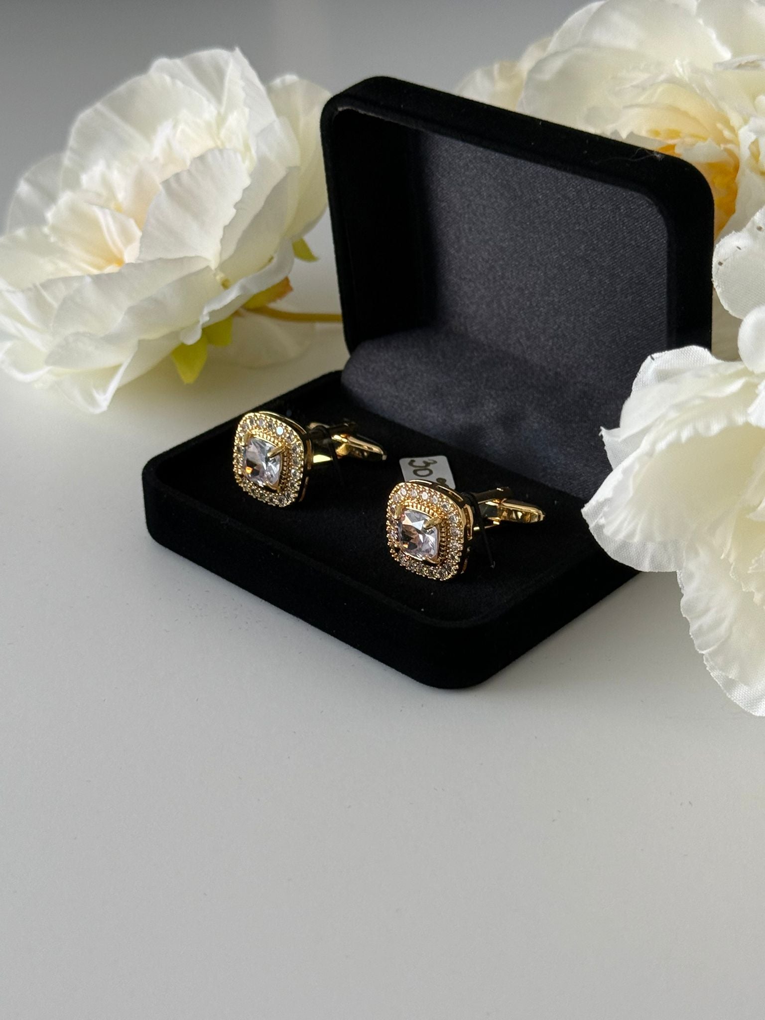 Luxury Golden Square Pavé Cufflinks