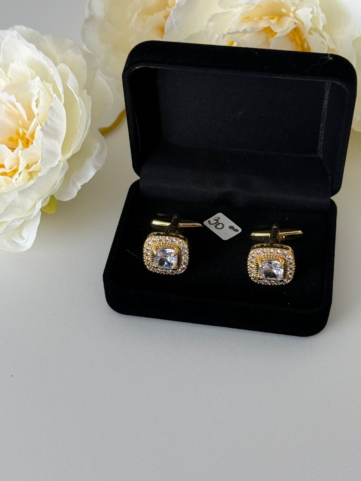 Luxury Golden Square Pavé Cufflinks