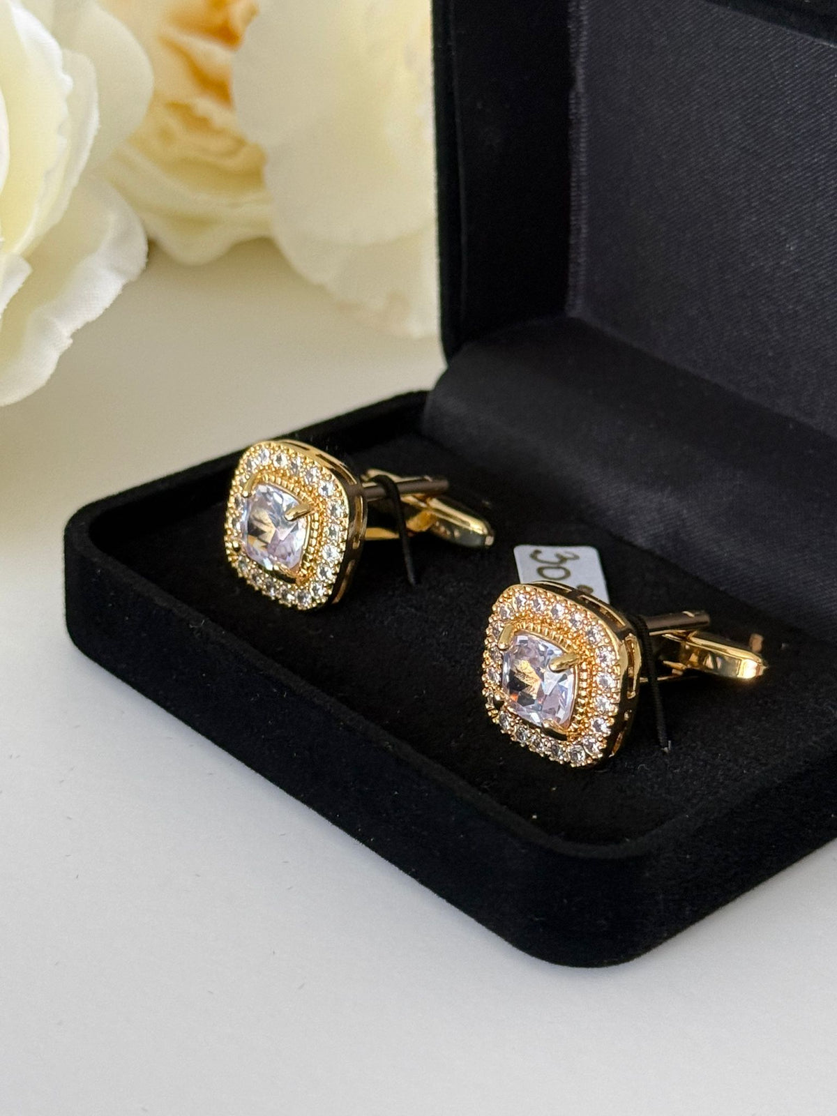 Luxury Golden Square Pavé Cufflinks