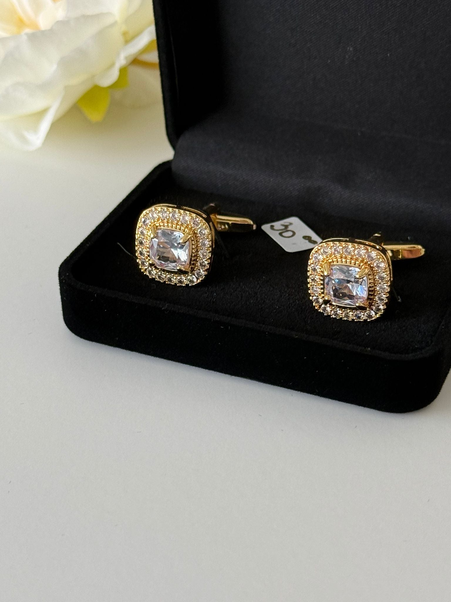 Luxury Golden Square Pavé Cufflinks