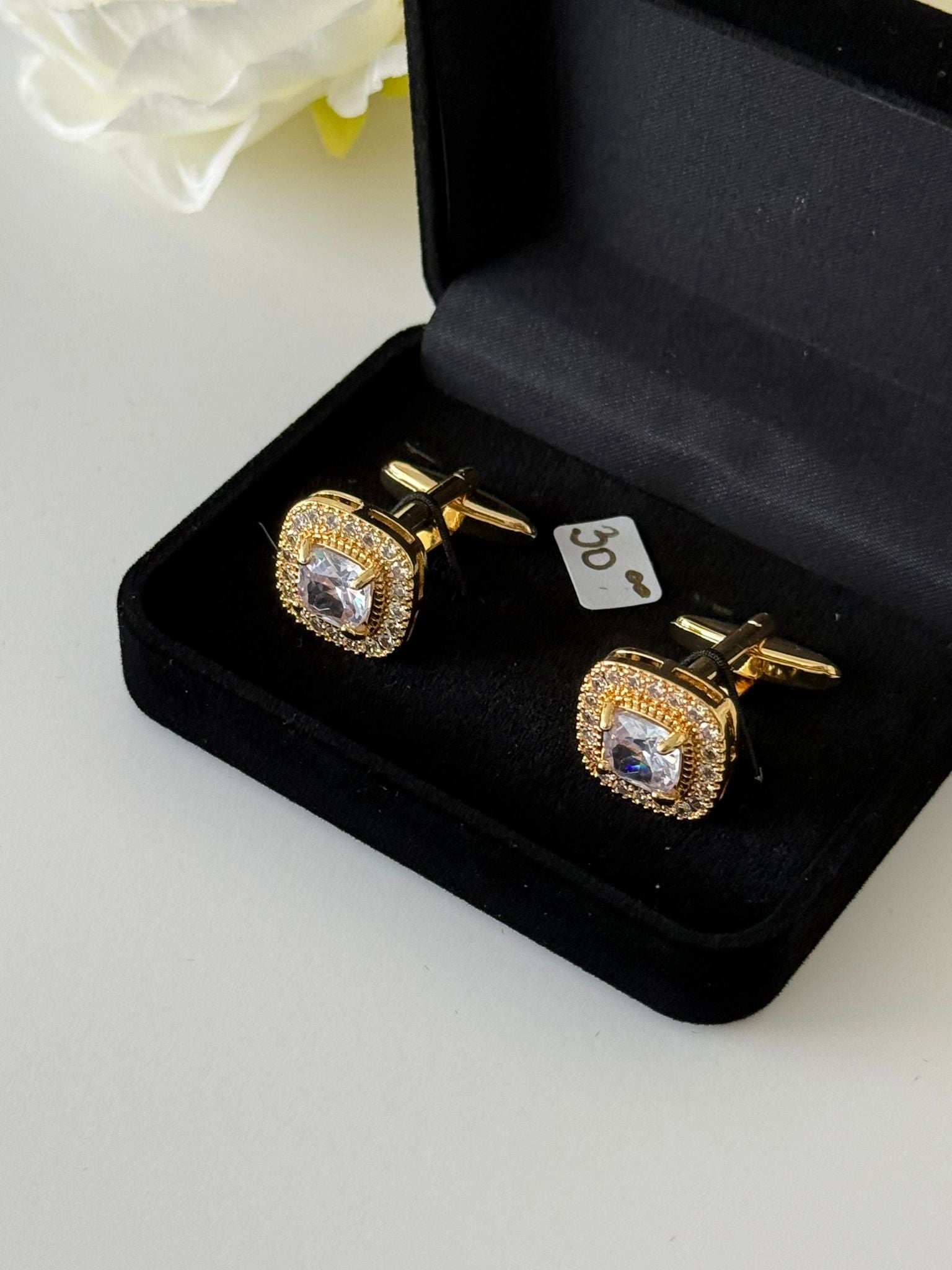 Luxury Golden Square Pavé Cufflinks