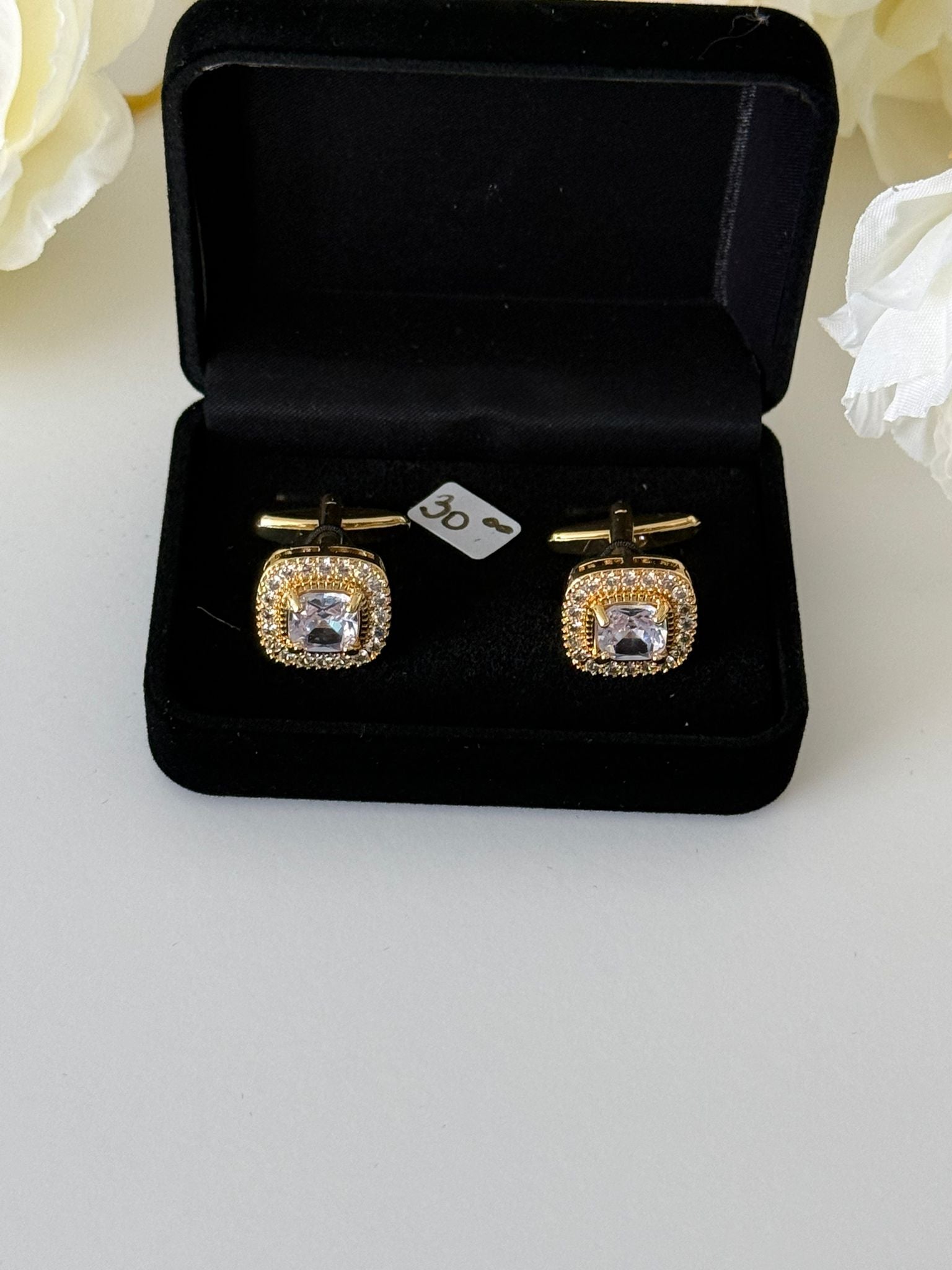 Luxury Golden Square Pavé Cufflinks
