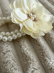 Ivory Flower Wrist Corsage with Pearl Band