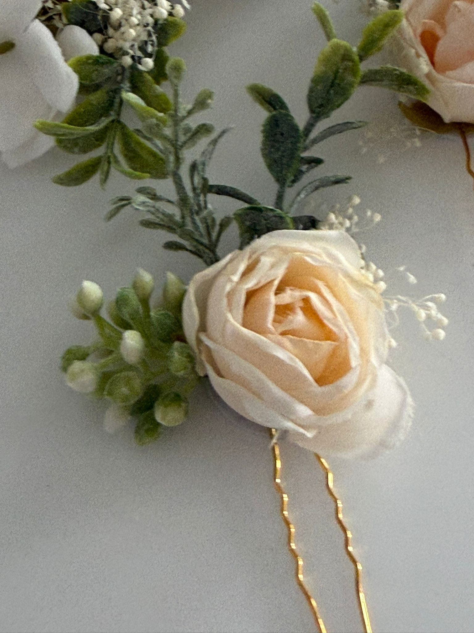 3-Piece Ivory Rose Bridal Hair Pin Set