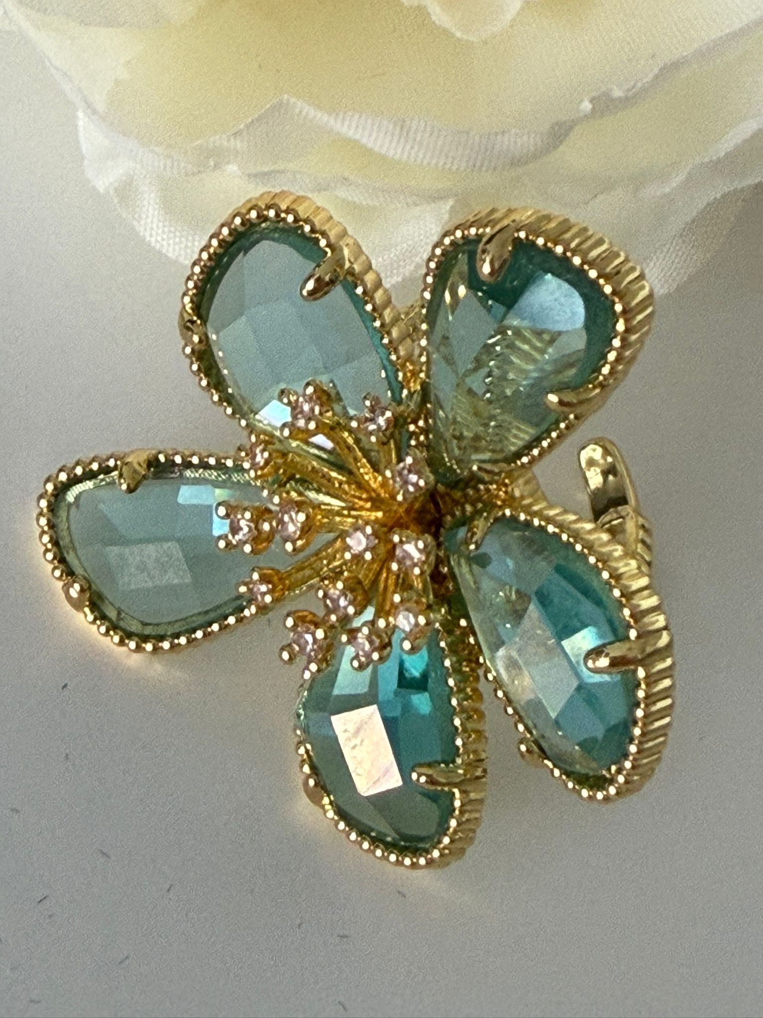 Turquoise Floral Adjustable Statement Ring