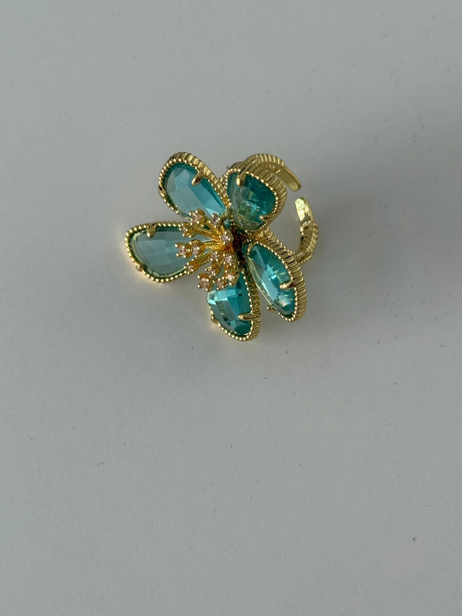 Turquoise Floral Adjustable Statement Ring