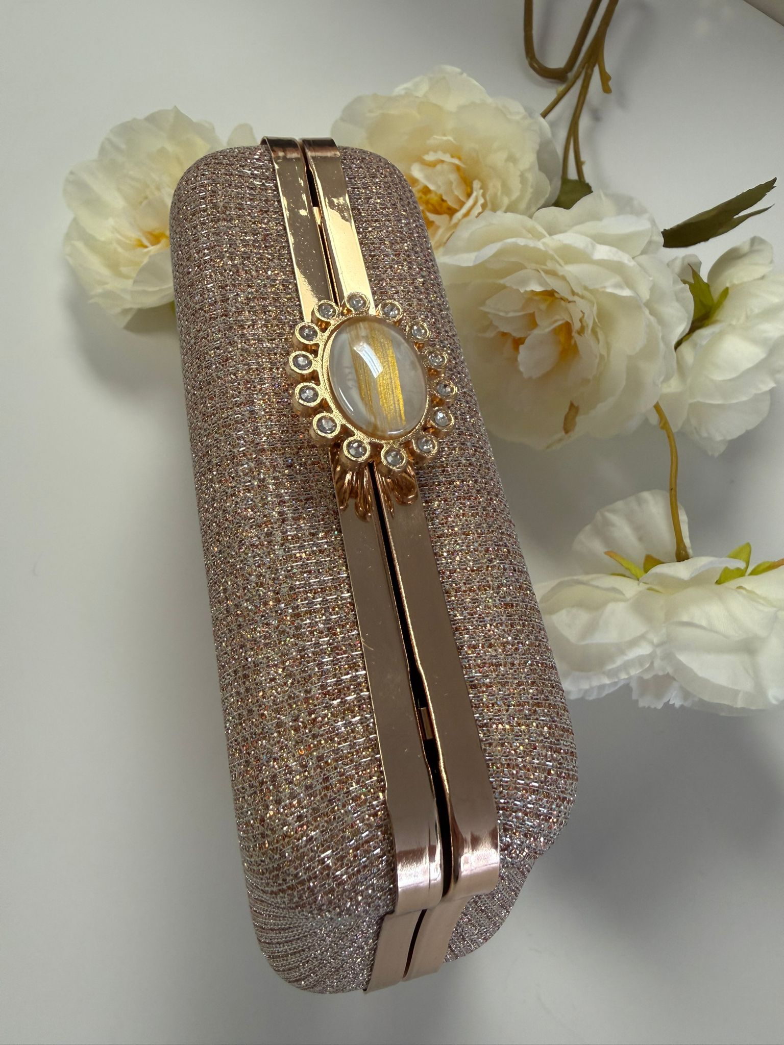Luxury Rose Gold Glitter Evening Clutch
