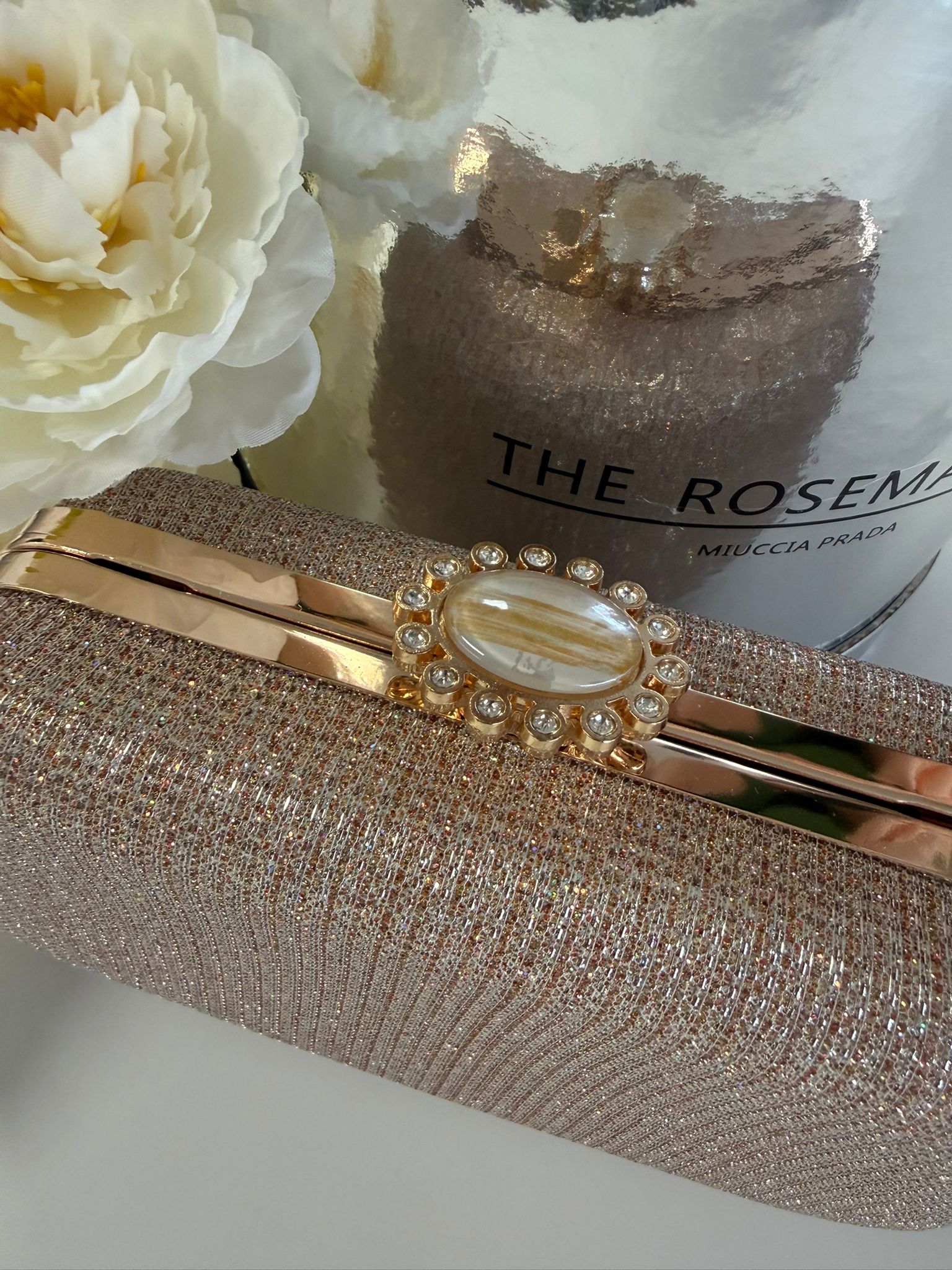 Luxury Rose Gold Glitter Evening Clutch