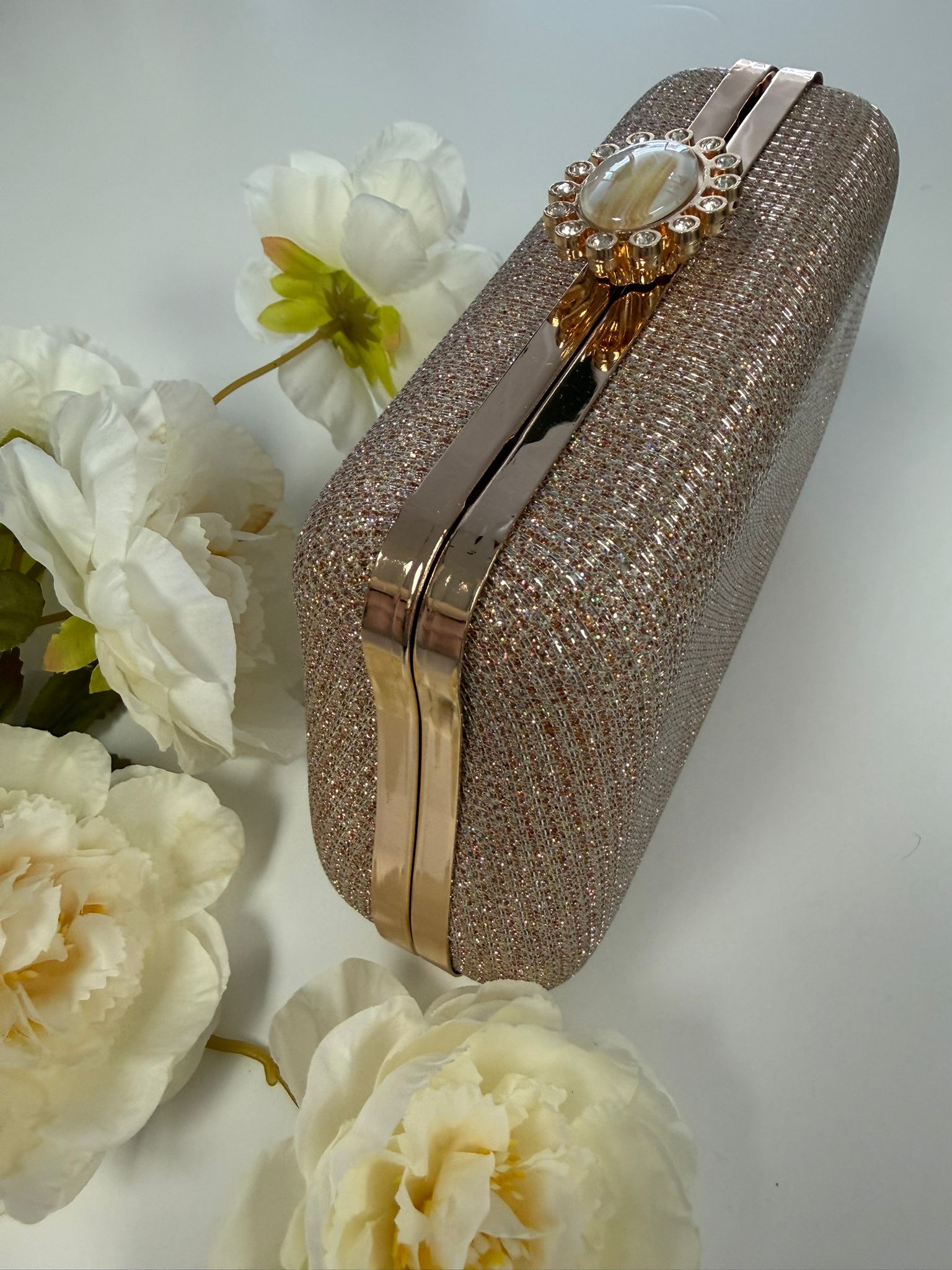Luxury Rose Gold Glitter Evening Clutch