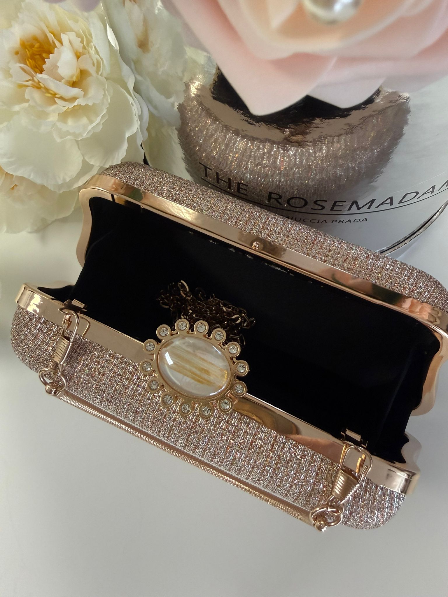 Luxury Rose Gold Glitter Evening Clutch