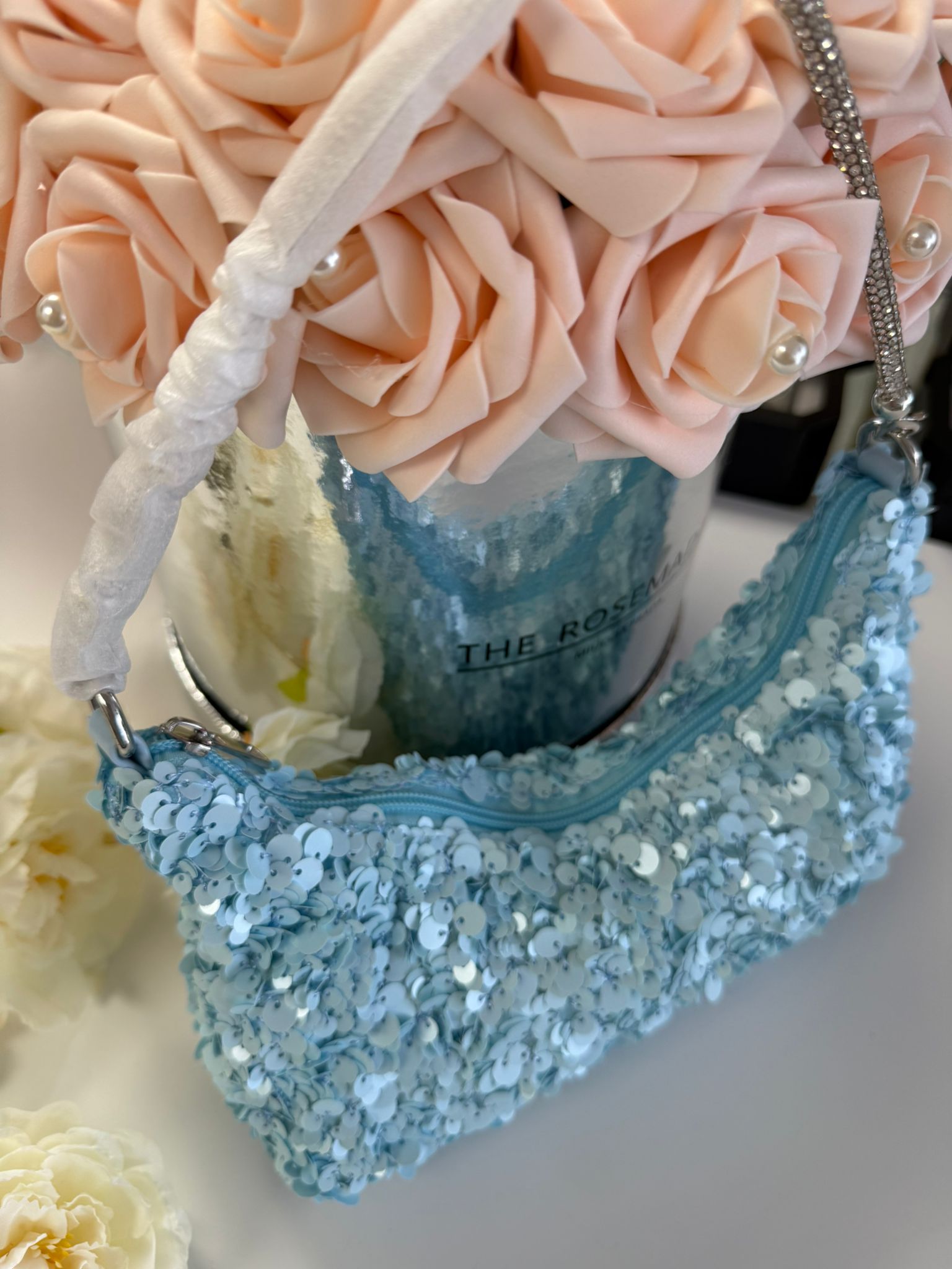 Women's Light Blue Sequin Shoulder Bag
