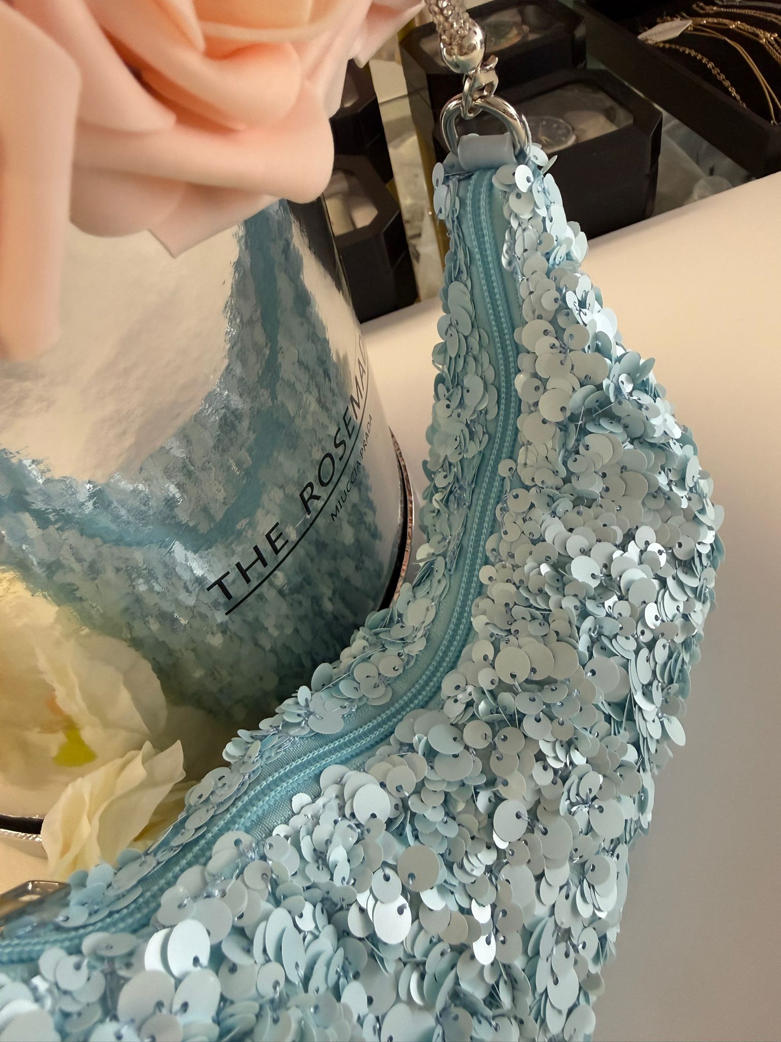 Women's Light Blue Sequin Shoulder Bag