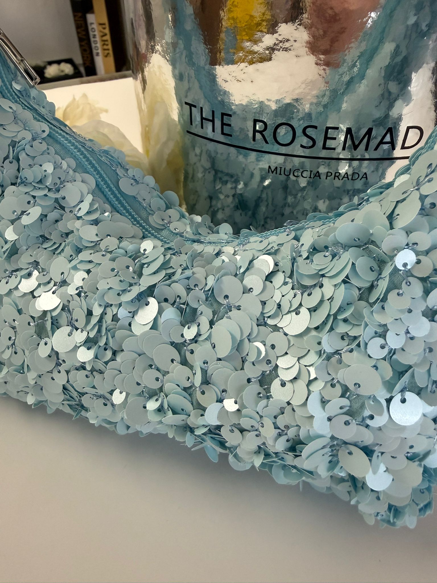 Women's Light Blue Sequin Shoulder Bag