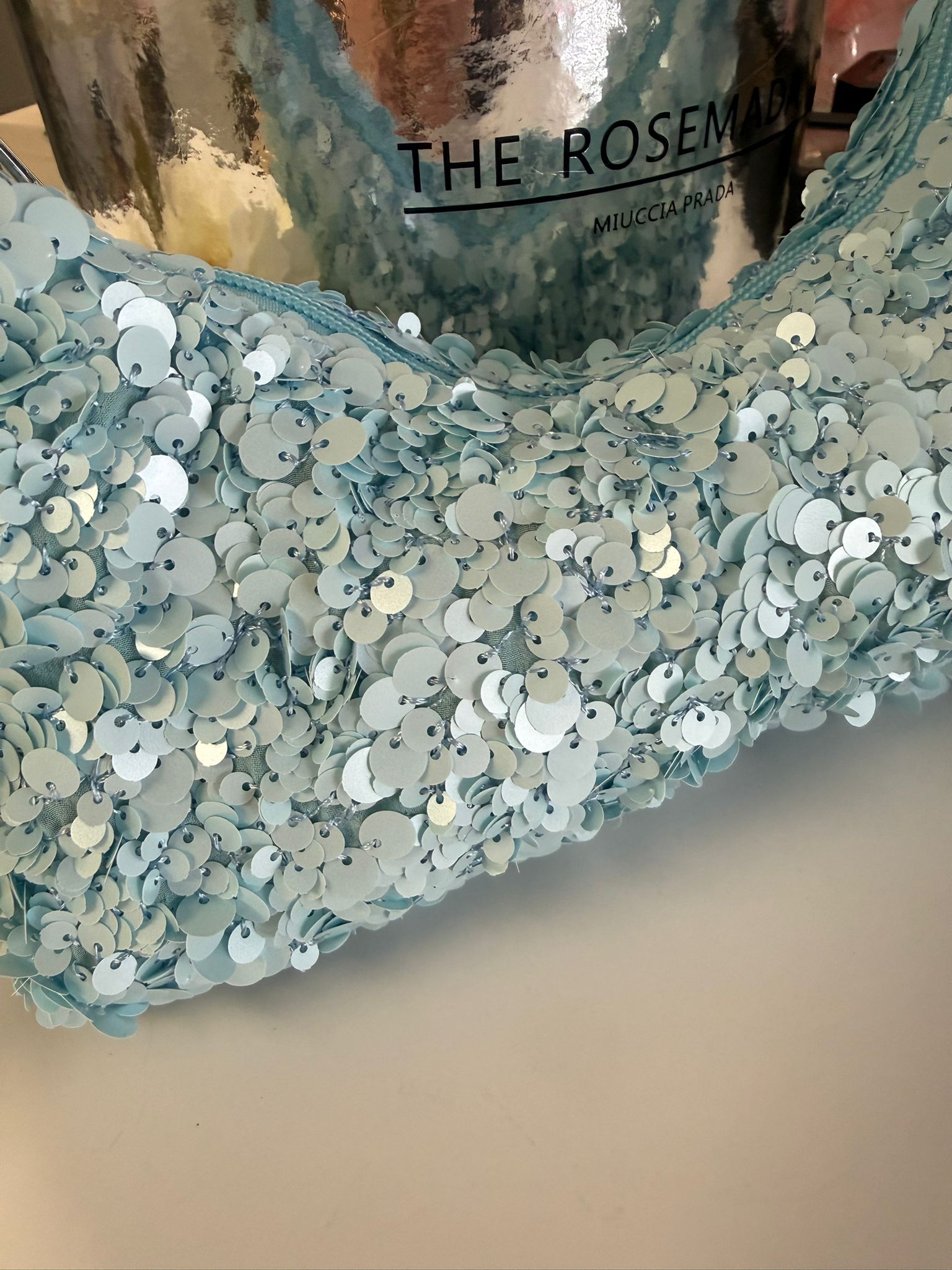 Women's Light Blue Sequin Shoulder Bag